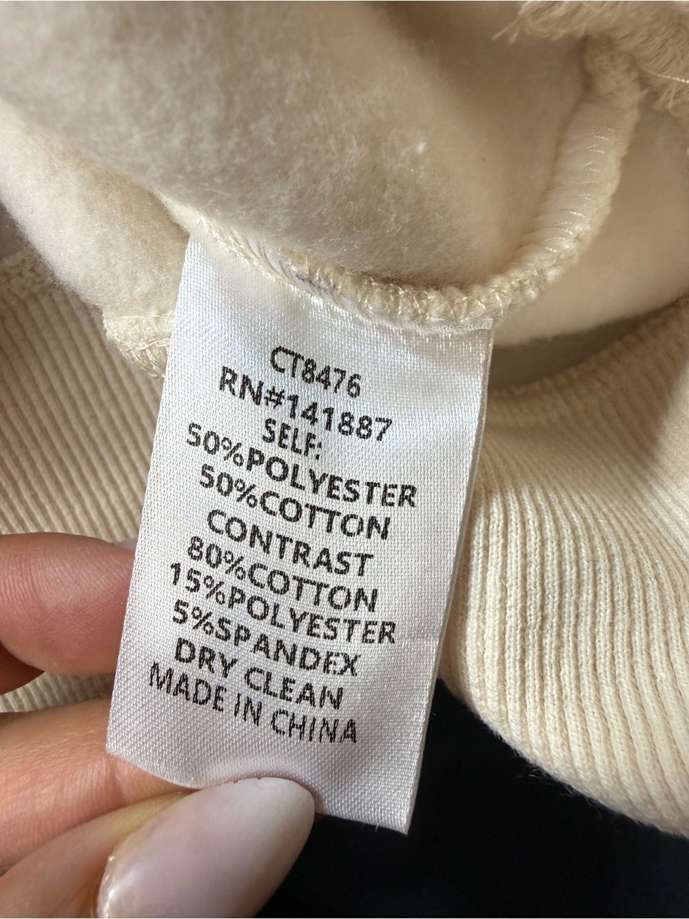 TCEC Cream Ribbed-Neck Sweatshirt- Size Large - Picture 8 of 11